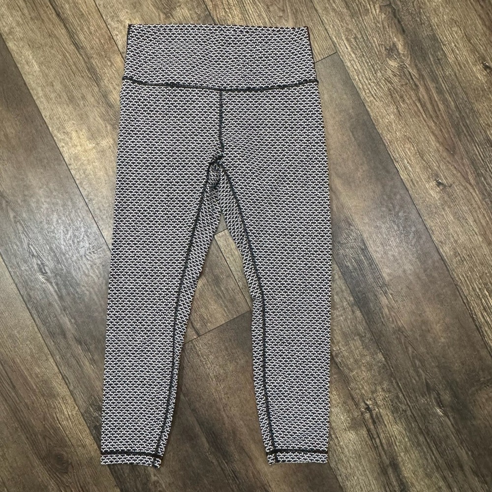 Lululemon Wunder Under Hi-Rise 7/8 Tight Full-On Luxtreme Black White Size 10 - Picture 3 of 7